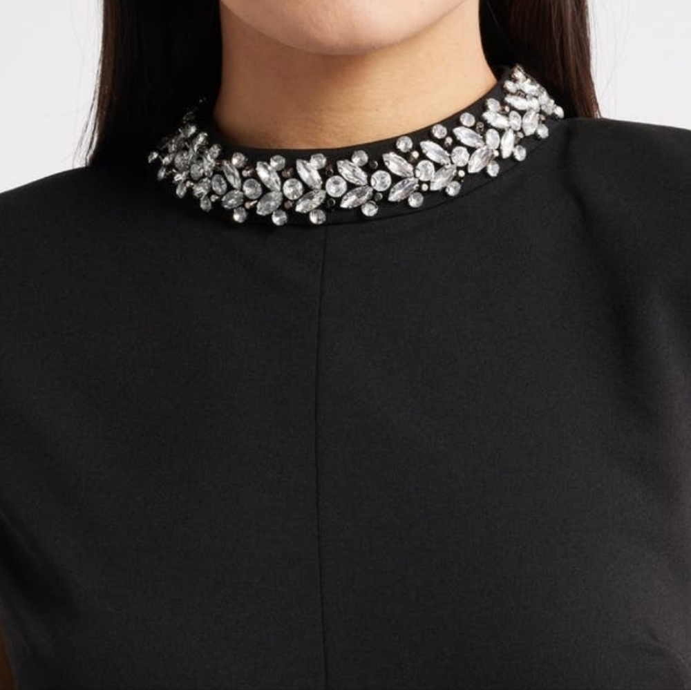 ELIZA J JEWEL NECK SLEEVELESS LBD SZ 2